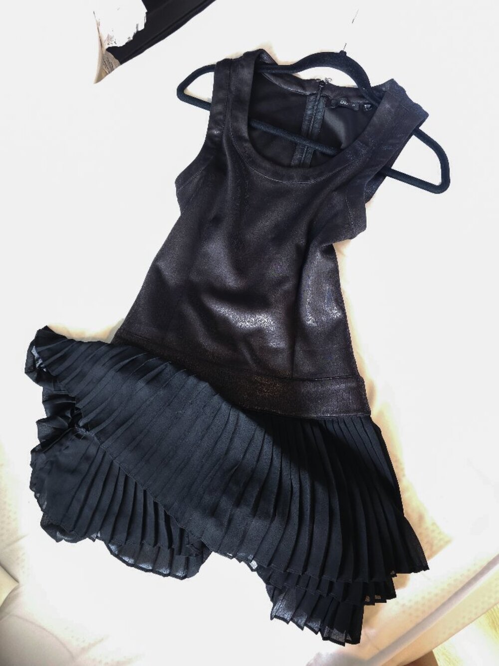 Dex - Black Metallic Pleated Dress - Small